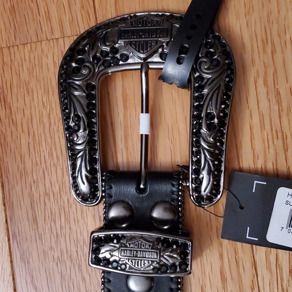 Harley Davidson Black Rhinestone Shield Belt Size S